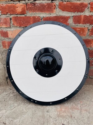 24'' Medieval Viking Armor Shield ~ Fully Functional Designer White Shield CS09