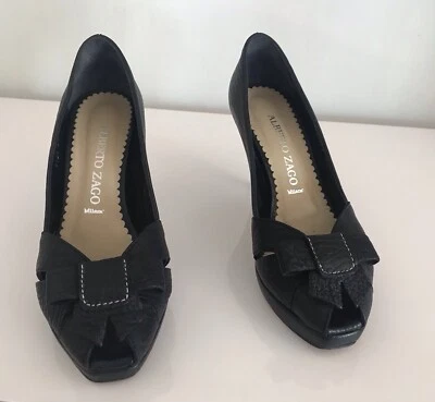 Chaussures Escarpins femme Cuir Noir Talon taille 37,5 élégantes Alberto ZAGO - Photo 1/4