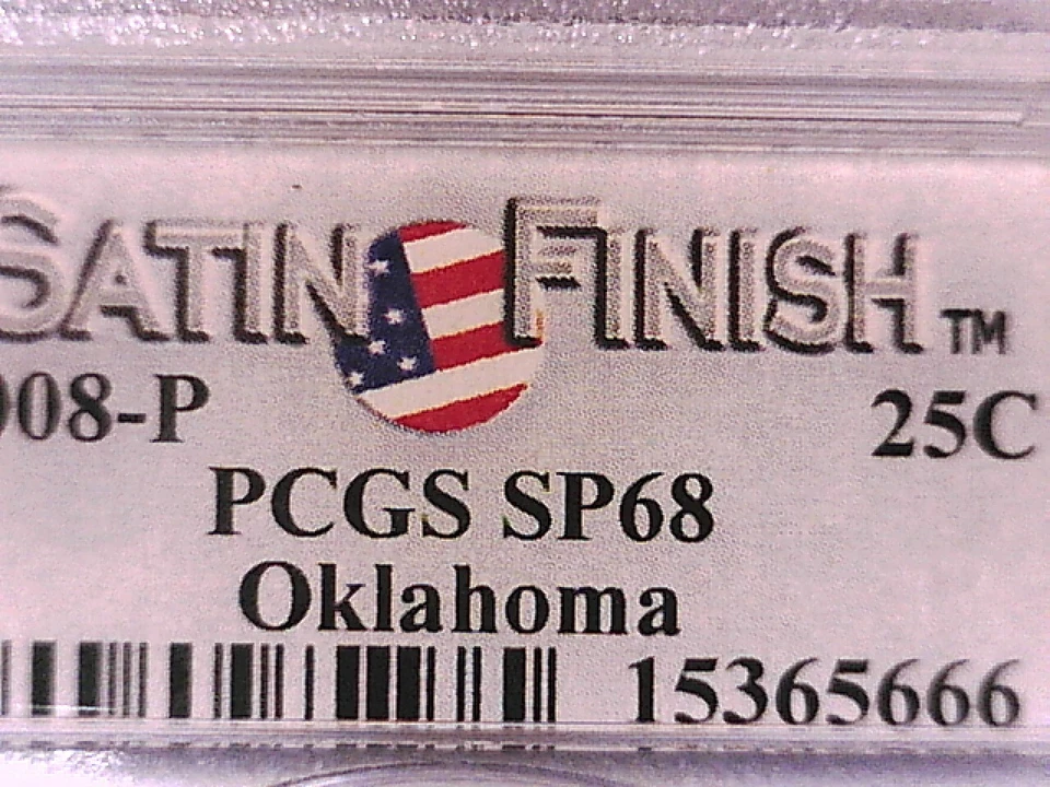 Oklahoma 2008 P Washington State Quarter PCGS MS 68 Satin Finish 15365666 - Image 3 of 3