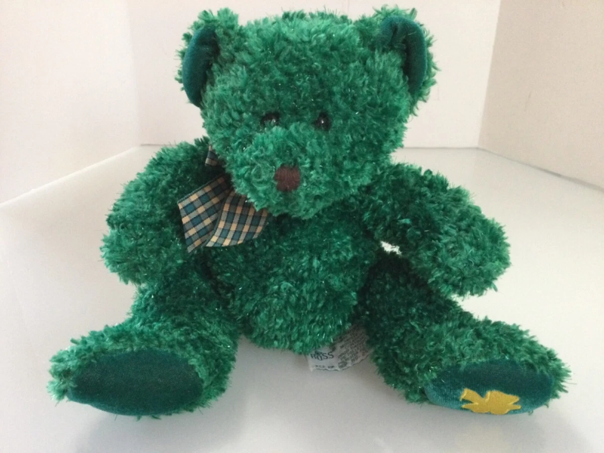 RUSS BERRIE FERGUSON Green Teddy Bear Irish St.Patrick s Day Clover VERY RARE