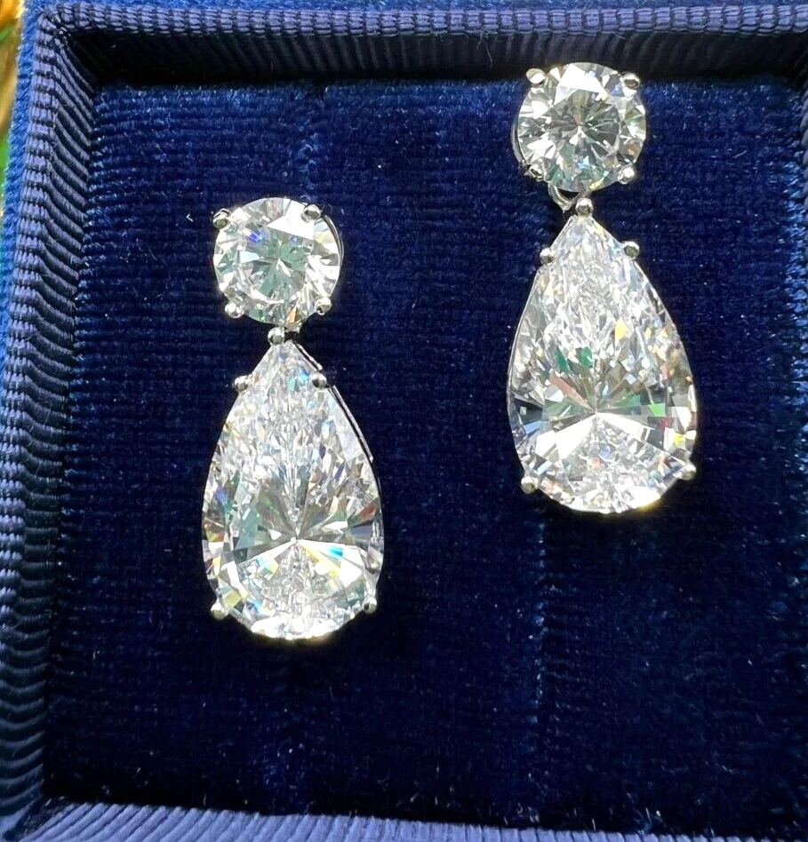 24 Ct Treated Certified Gorgeous Off White Diamond Dangler Earrings, 925 Silver - Image 3 of 4