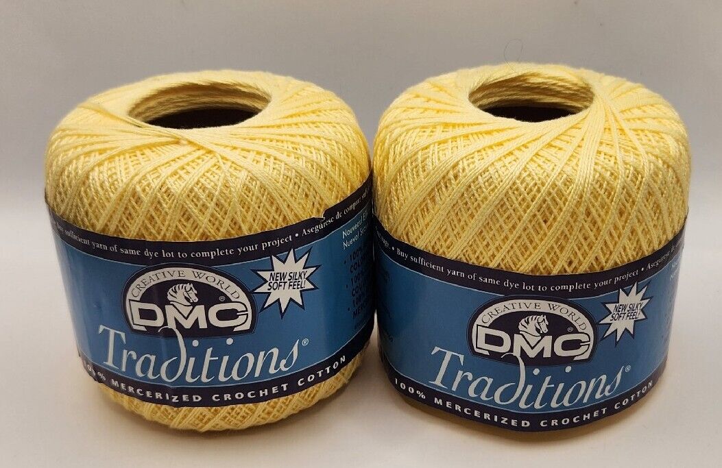 2 Creative World DMC Traditions Crochet Yarn Sunflower Yellow Cotton Color  5745