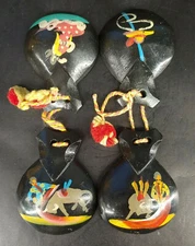 Handpainted Castanets Percussion Instrument Flamengo Wood Spain Vintage dvdBX