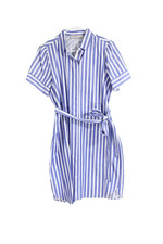 Loft Striped Shirt Dress Medium Women New Button Front Cotton Nautical blue