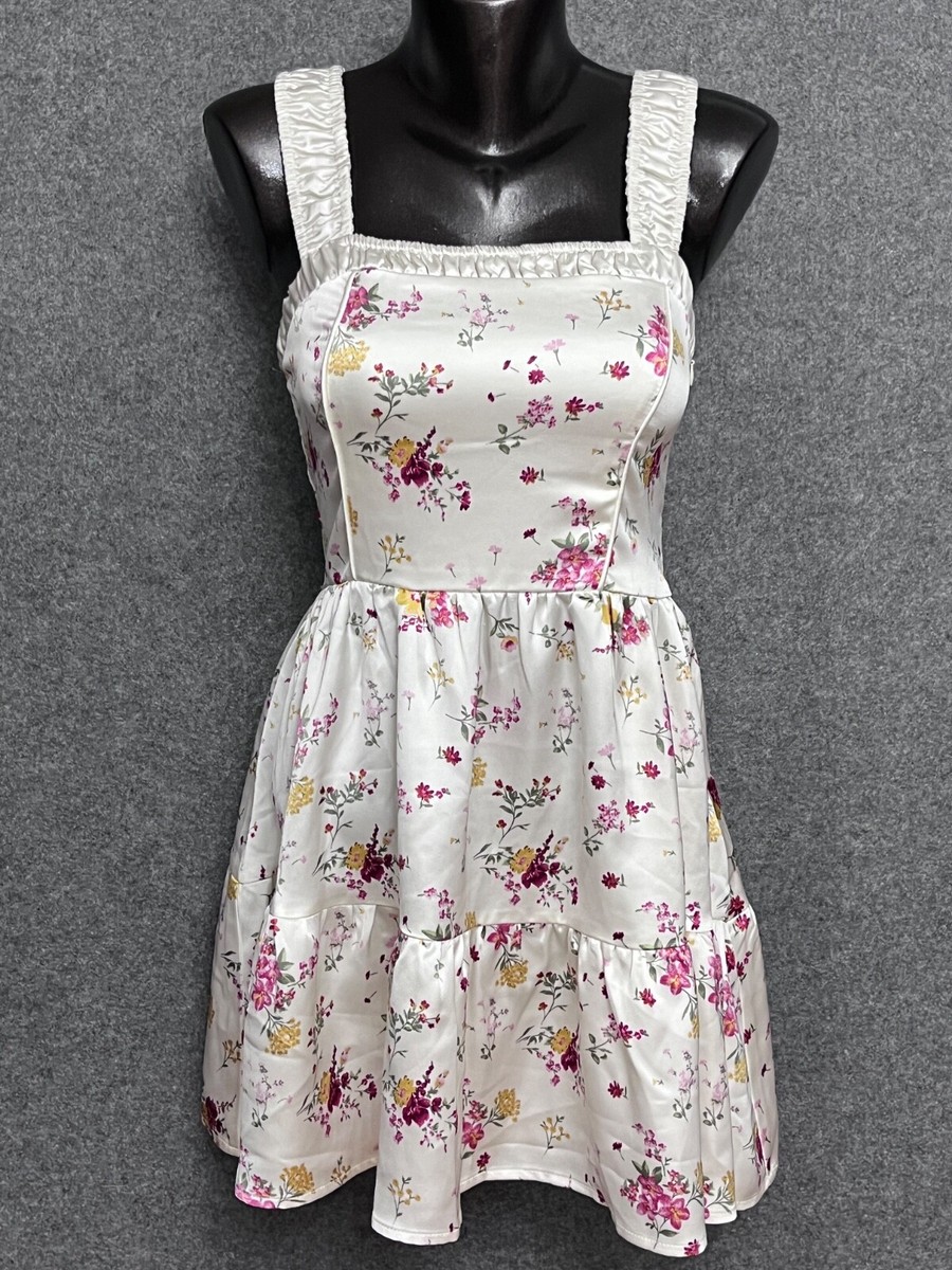 Forever 21 Floral Maid Mini Dress Women's S All Over Print Satin