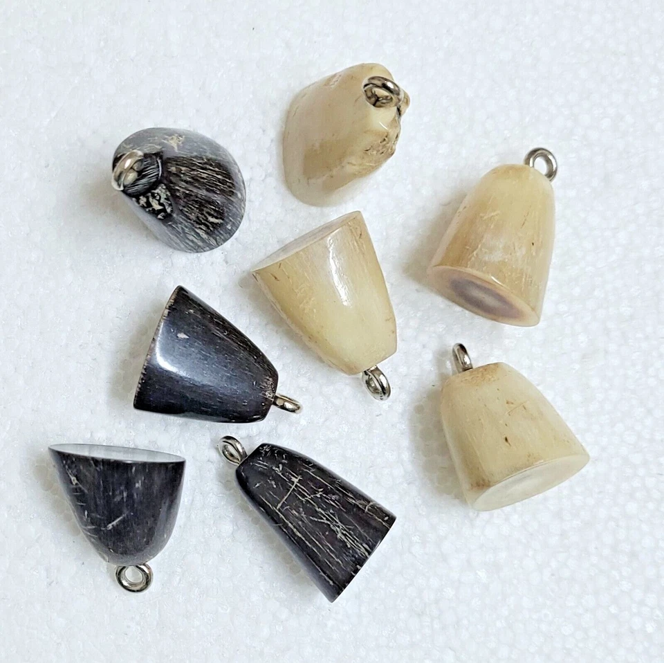 Real Horn Tip Toggle Button 25mm Metal Shank Light or Dark Vtg Sewing Art Crafts - Image 2 of 4