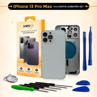 HWS24 Backcover für iPhone 13 Pro Max Weiß Gehäuse Rückseite Glas Frame Housing NEU
