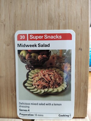 Moulinex Meals In Minutes  1981 Super Snacks #30 Midweek Salad Recipe Card