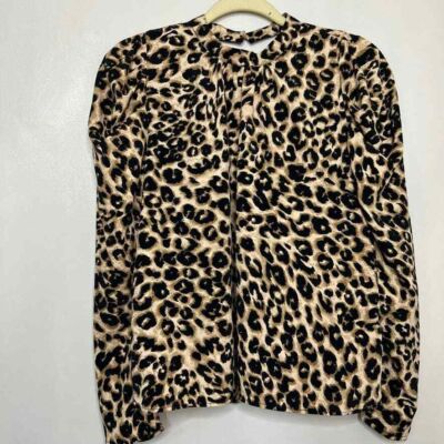Topshop Womens Leopard Print Long Sleeve Top Blouse Animal Pattern UK 8 US 4