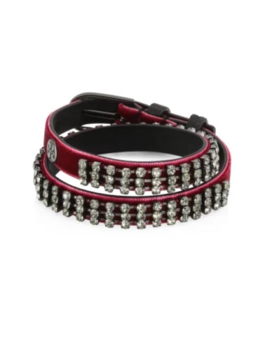 Bracciale doppio strass nuovo con etichette TORY BURCH $128 rosso granato imperiale splendido