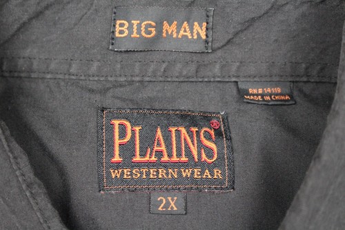 Plains Western Wear Shirt Men 2X Large Black Big Man Pearl Snap Pocket - Picture 3 of 6
