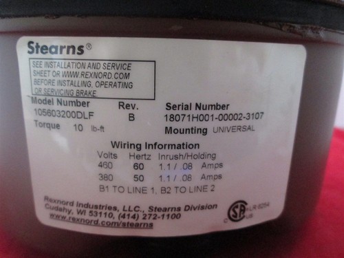 Stearns 105603200DLF-REV B Brake Assy-STD new - Picture 3 of 5