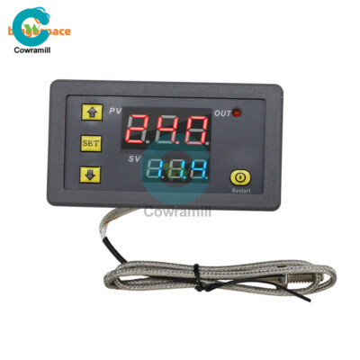 K Type Thermocouple W3230 DC 12V Digital Temperature Controller Sensor Blue Red