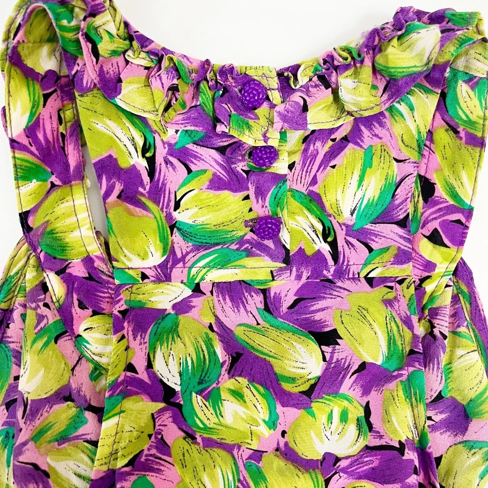 Anthropologie Odille Purple & Green Silk Halter Top Ruffle - Size 2 - Image 4 of 4