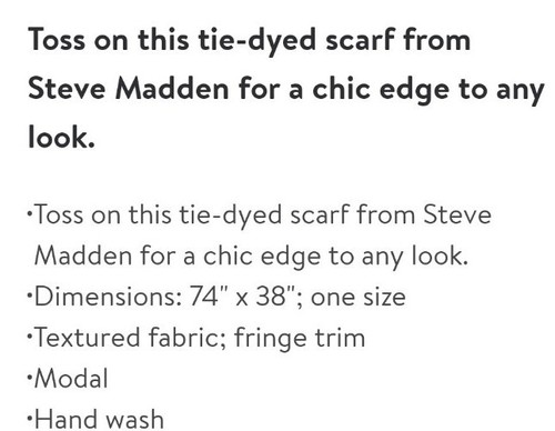 NEW Steve Madden Two Tone Tie Dyed Scarf Blue, One Size - Picture 3 of 4