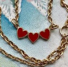 Vintage Emmons Necklace,For Little Girl,Enamel Heart,Valentines Day Gift #G36