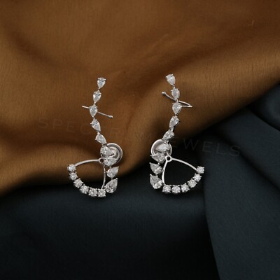 Lab Grown CVD Diamant Jacke Climber Ohrringe 18k Weißes Massivgold 2,72 Ct.