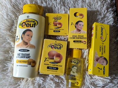 Jaune D oeuf Clarifying Lotion, Serum, Soap, Eraser Cream, Oil, Tube Cream 6pc
