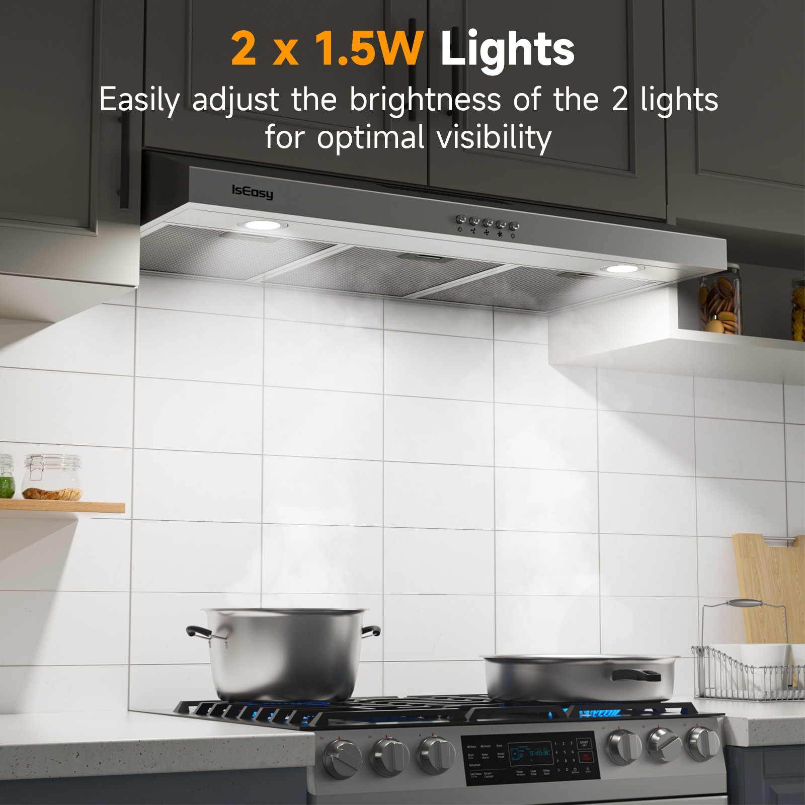 36 Inch Kitchen Range Exhaust Hood Fan Vent Stainless Steel Under Cabinet Mount