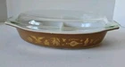 Vintage Pyrex Brown Eagle 2 Compartment Serving Dish #15 & 945C35 Lid 1.5 Quart