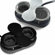 SO-TECH® Einbausteckdose Push to open Drehdeckel Doppelsteckdose Tischsteckdose