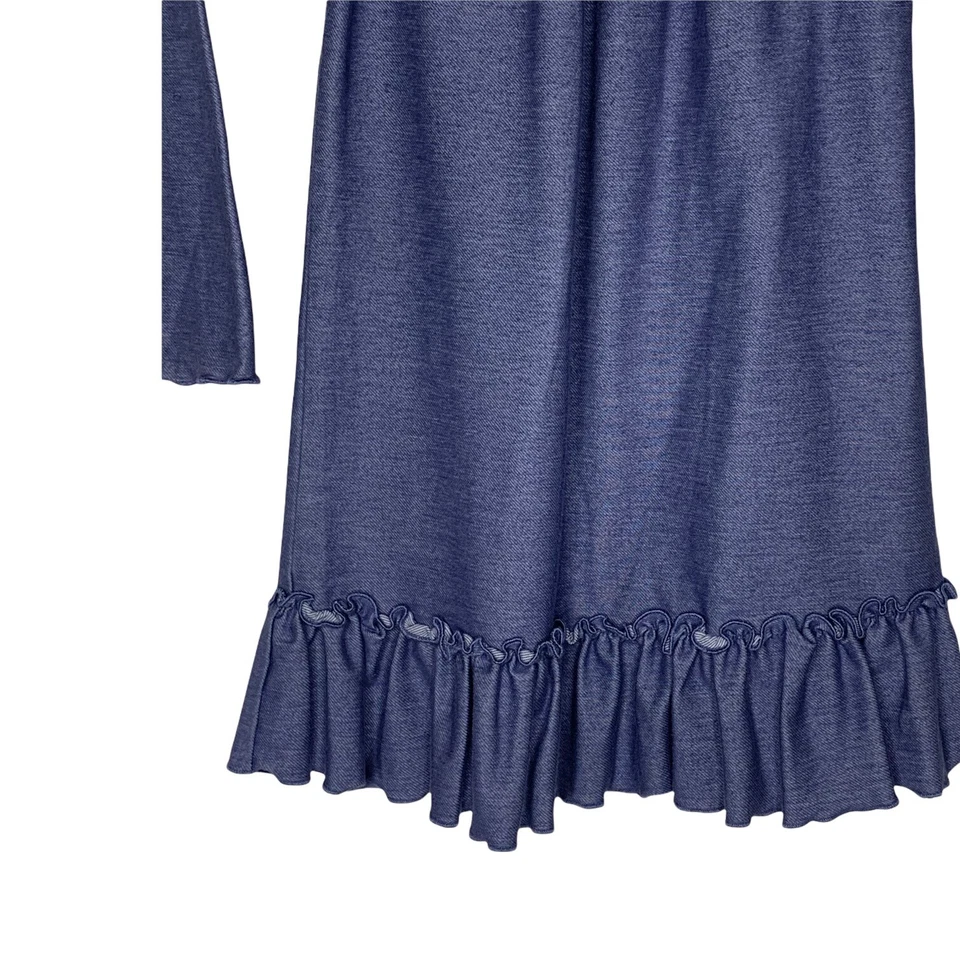 Vestido Luv U Lotes Denim Look Niñas 7 8 Azul Tela Flores Volantes Dobladillo Boutique Foto 3 de 4