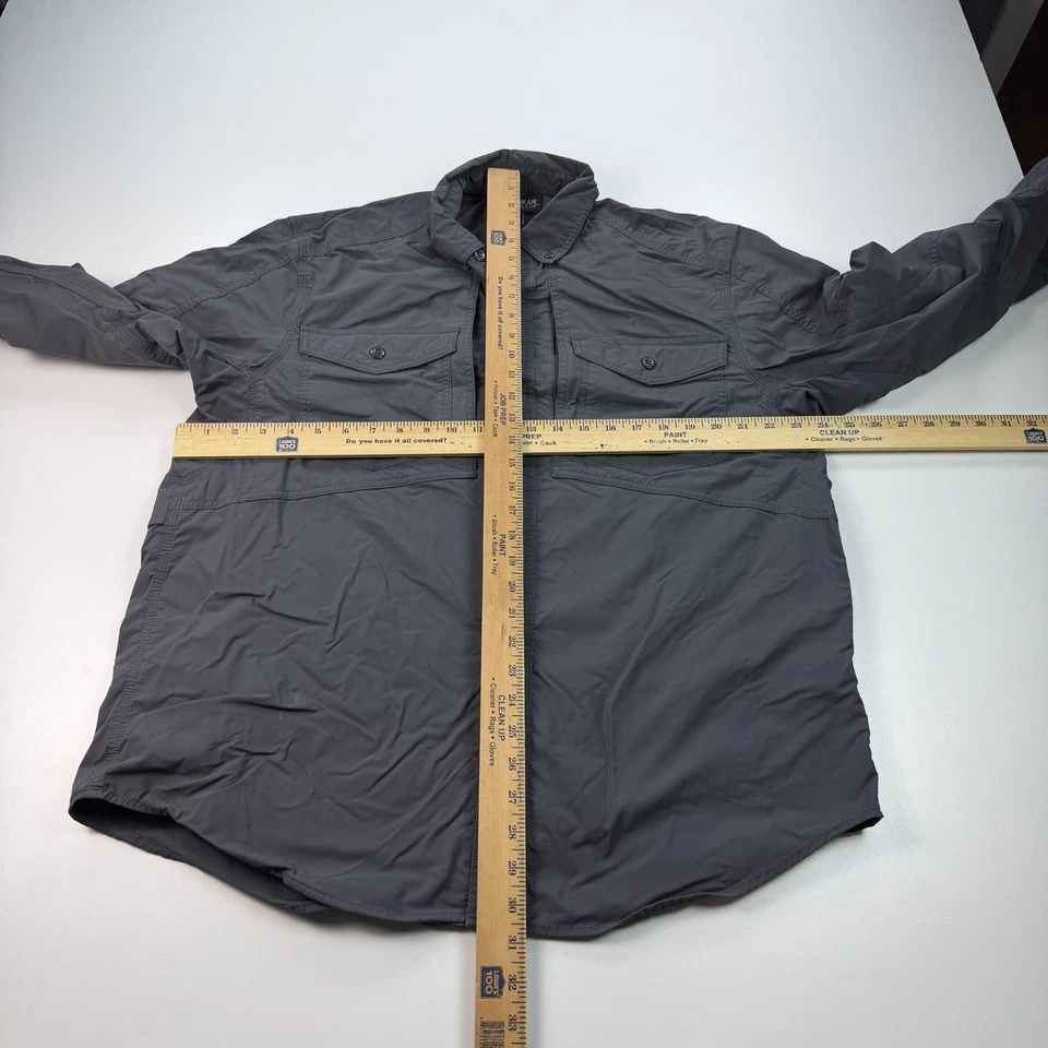 Camisa Duluth Alaskan Hardgear con botones para hombre grande gris nailon bolsillos elásticos Foto 4 de 4