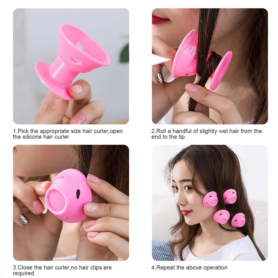 20 pièces grand bigoudis flexible bouclés Silicone Pas de chaleur Magic Soft ... - Photo 4/4