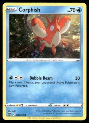 Corphish 038/163 Common Battle Styles Pokemon Near Mint