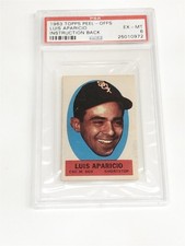 1963 TOPPS PEEL OFFS LUIS APARICIO INSTRUCTION BACK CARD UNUSED PSA 6 
