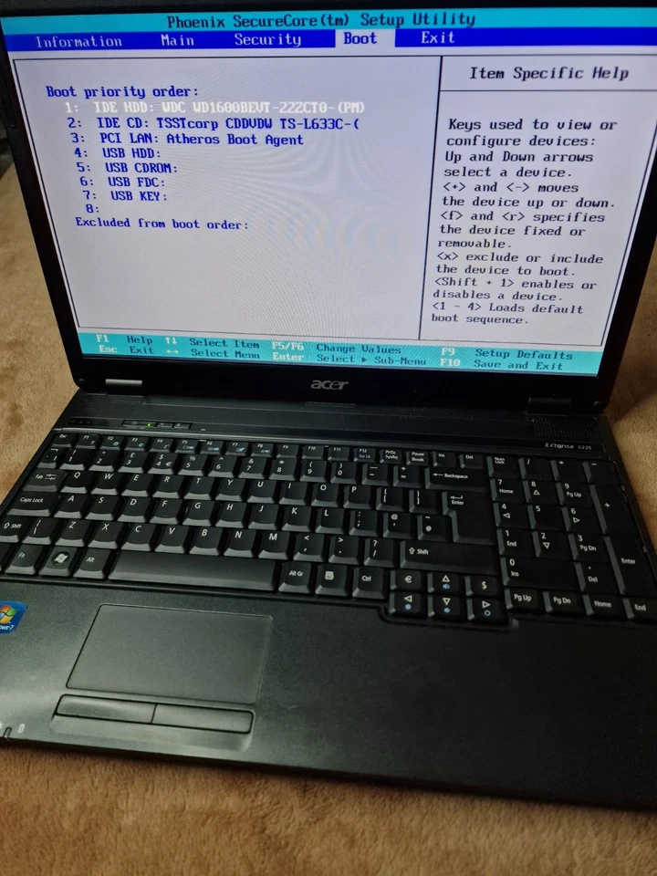 Acer Extensa 5235 Laptop Intel Celeron 900 2.2GHz Power On Tested Only For Parts - Image 2 of 4