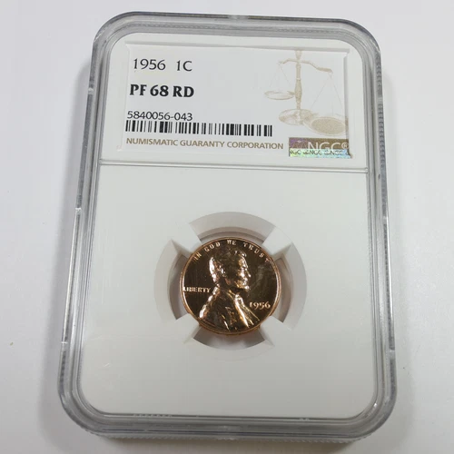 1956 P NGC PF68 RD RED - Lincoln Wheat Penny Cent 1c US Coin #59257B