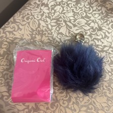 Origami Gufo Pom Pom Borsa Clip Portachiavi Poof Blu Navy ORO