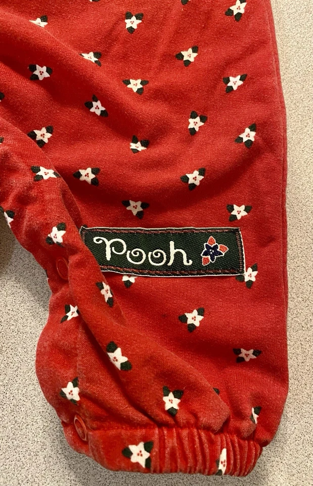Vintage Disney Pooh Baby Romper Winter Christmas Holiday 3/6 Month Snowman Y2K - Image 3 of 4