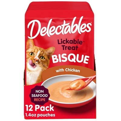 Delectables Lickable Treat Bisque Non-Seafood 1.4 Ounce (Pack of 12), Chicken