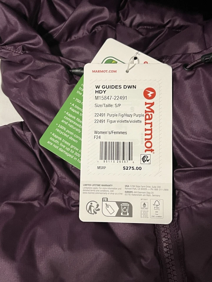 NWT Marmot Women’s 700 fill Guides Down Hoody size S Purple - Image 2 of 4