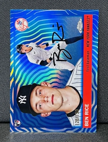 2025 Topps Chrome - Rookie Autographs Ben Rice #RA-BR Blue Vibrations /150...