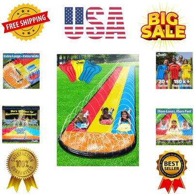 #ad Triple Water Slide with 3 Bodyboards 20Ft Heavy Duty Slip Splash and Slides ... $79.19