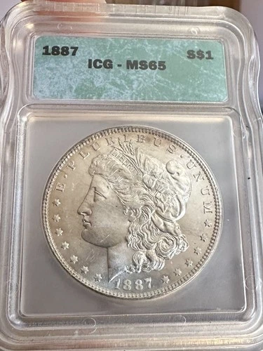 1887 Morgan Silver Dollar Coin ICG MS65