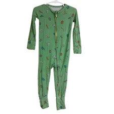 Kiki + Lulu Convertible Zipper Footie Pajama Bamboo Letters Green - 12-18 Months