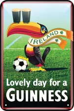 Guinness Tin Metal Signs 8x12 with Iconic Toucan with Football Design 
