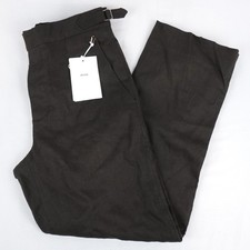 Bode Lightweight Linen Side-Buckle Trousers In Brown Black Pockets - M Size 32