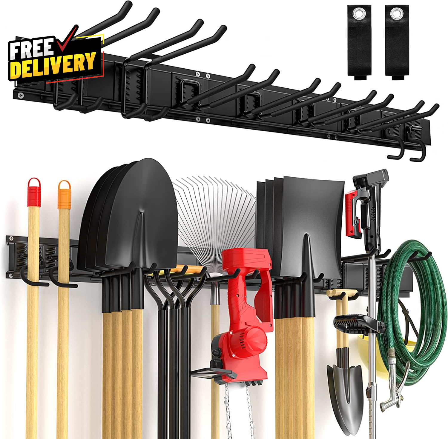 Garage Tool Organizer Wall Mount 11 PCS Garden Tool Organizer Adjustable Garag..