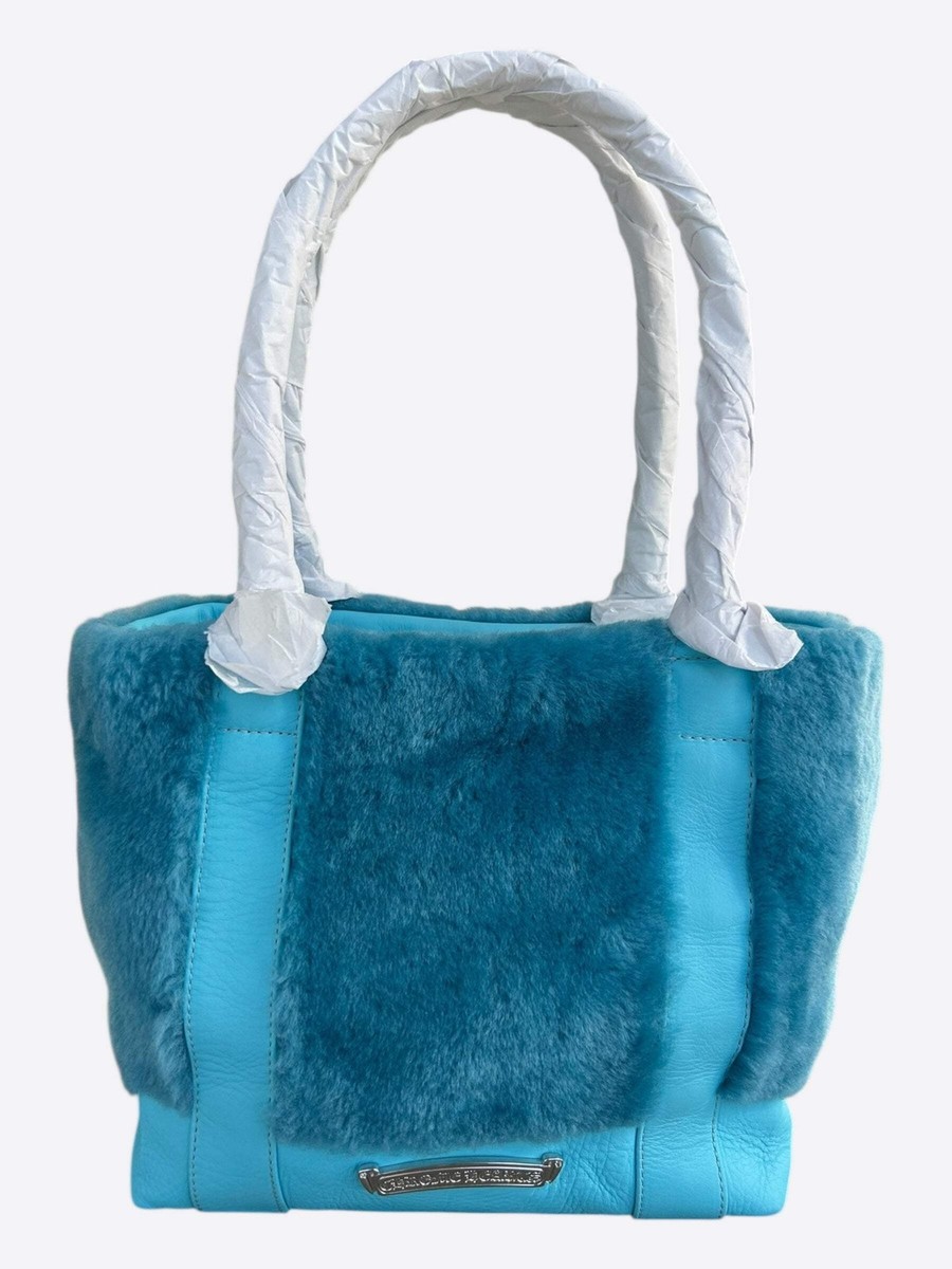 Chrome Hearts Blue Cemetery Cross Patch Fur Tote Bag | eBay