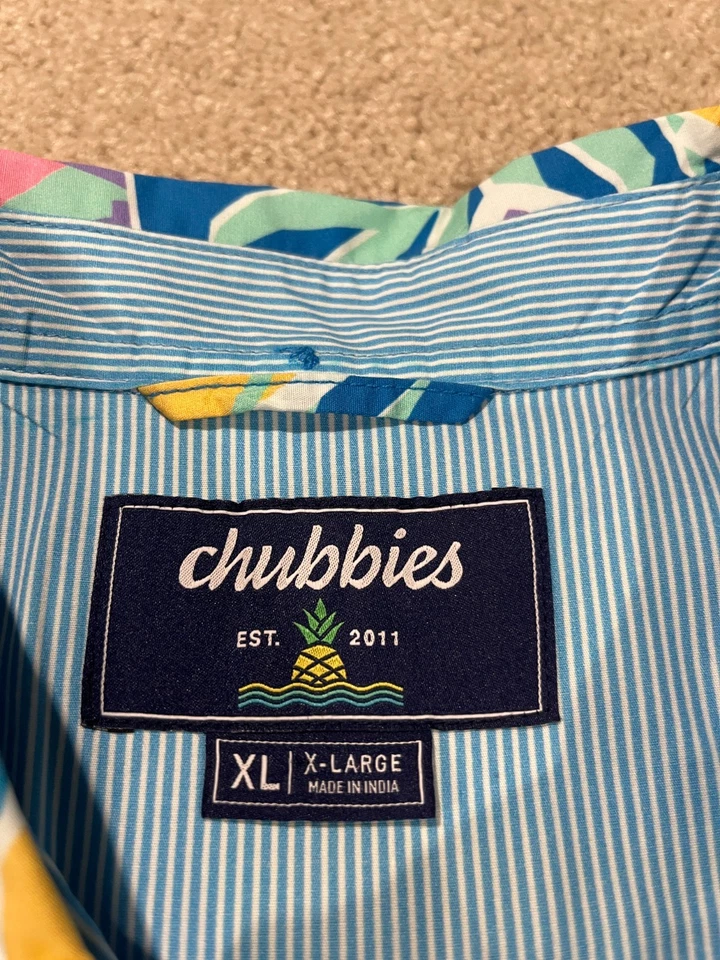 Chubbies Shirt Mens Extra Large Hawaiian Palm Short Sleeve Beach Casual Stretch - Image 3 of 4