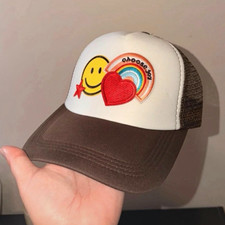 Brown & White Trucker Hat Mesh Back Adjustabl...
