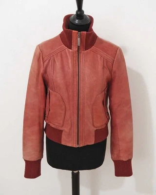 APART Damen Lederjacke Blouson Gr. 38 Antik Rot Nappaleder Vintage Bomberjacke - Bild 1 von 4