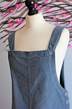 VTG Trespass Y2K 100% Cotton Pinafore Dress Pockets Academia Gorpcore Blue 12/14