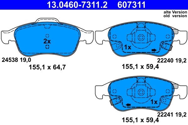 Bremsbelagsatz Scheibenbremse Ate 13.0460-7311.2 (1Satz-1Stk)-image