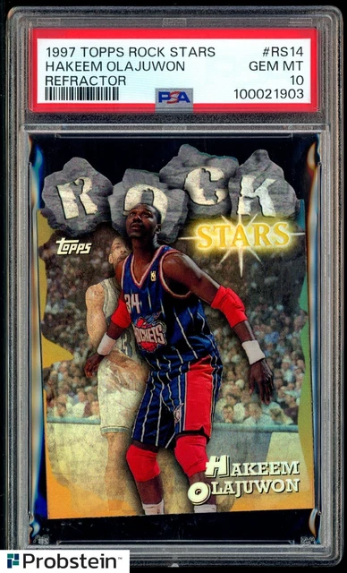 1997-98 Topps Rock Stars Refractor #RS14 Hakeem Olajuwon Rockets HOF PSA 10
